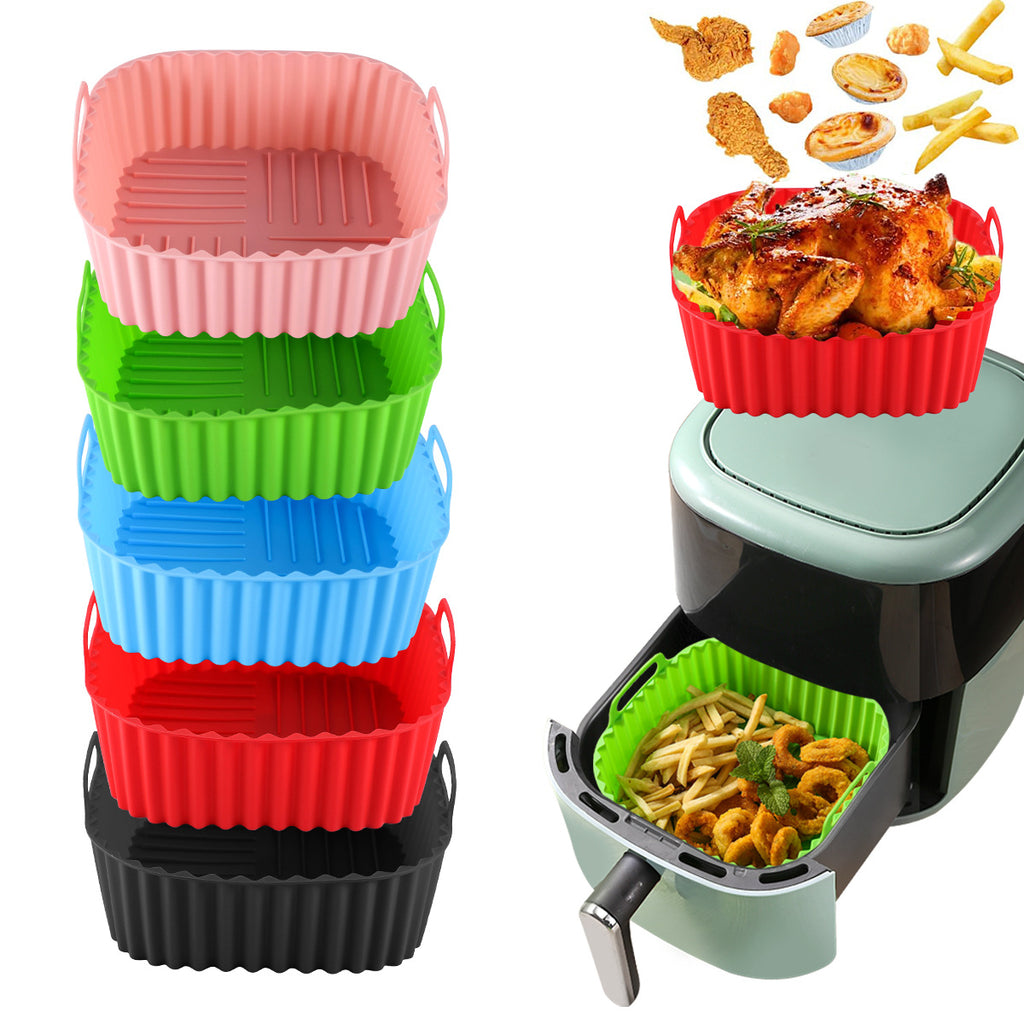 No Mess Air Fryer Liners With food grade silicone(2-pack)- Reusable silicone basket | Easy clean | Non stick cooking